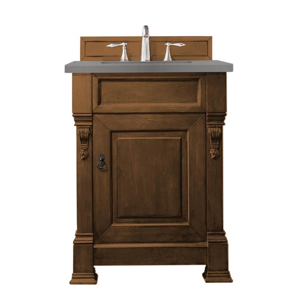 Brookfield 26&apos;&apos; Single Vanity, Country Oak w/ 3 CM Grey Expo Quartz Top