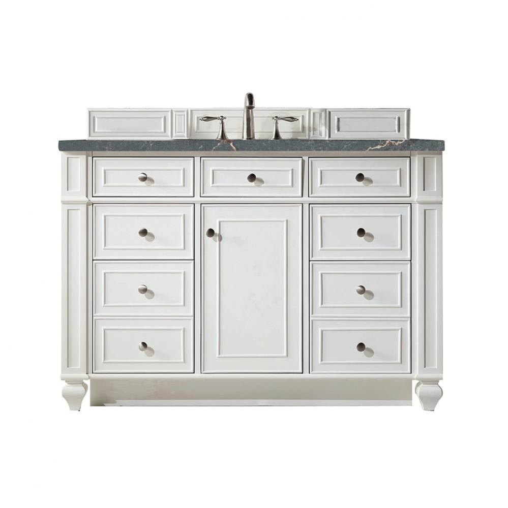 Bristol 48&apos;&apos; Single Vanity, Bright White w/ 3 CM Parisien Bleu Quartz Top