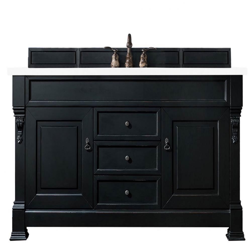 Brookfield 60&apos;&apos; Single Vanity, Antique Black w/ 3 CM White Zeus Quartz Top