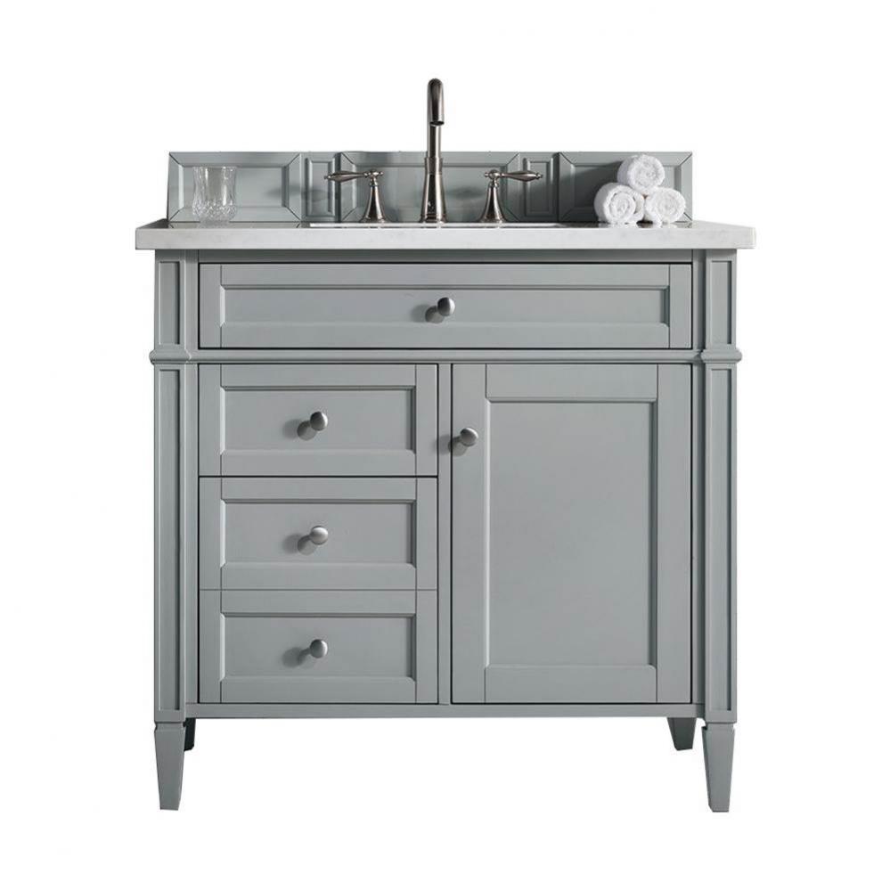 Brittany 36&apos;&apos; Urban Gray Single Vanity w/ 3 CM Classic White Quartz Top