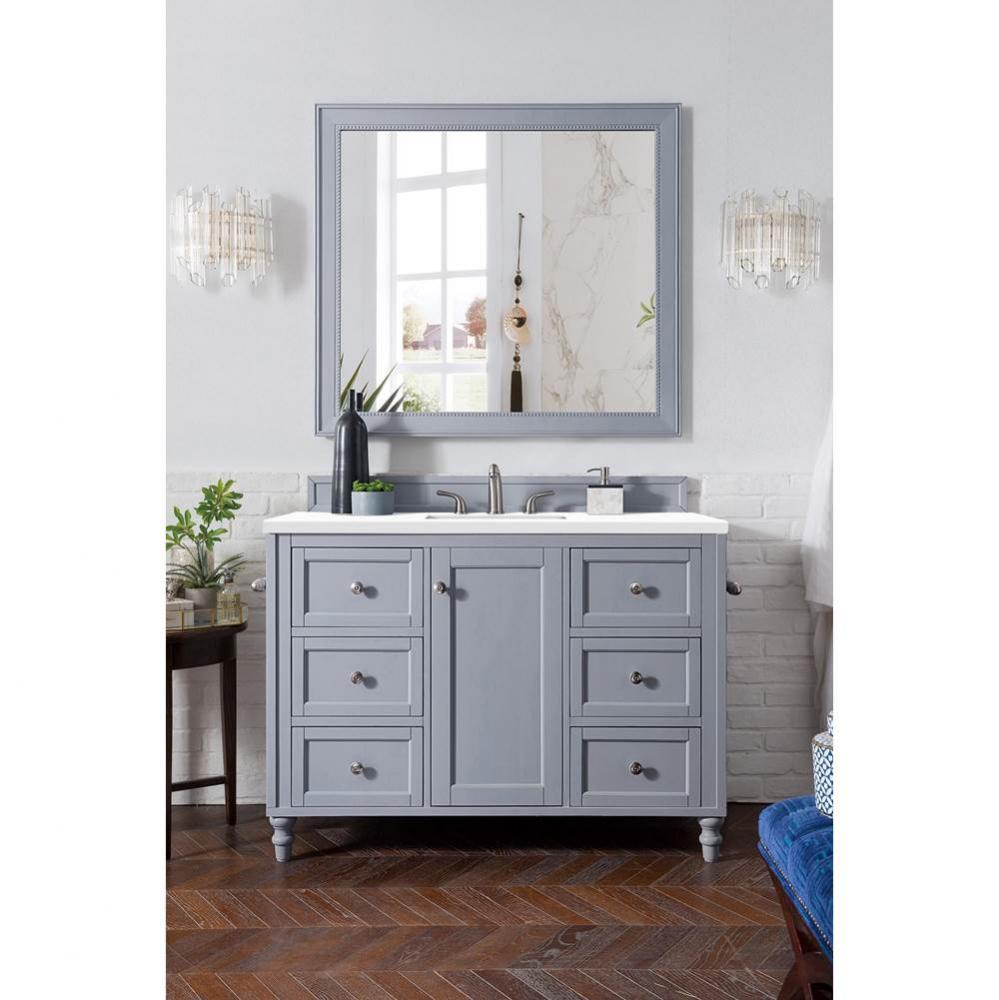 Copper Cove Encore 48&apos;&apos; Single Vanity, Silver Gray w/ 3 CM Classic White Quartz Top