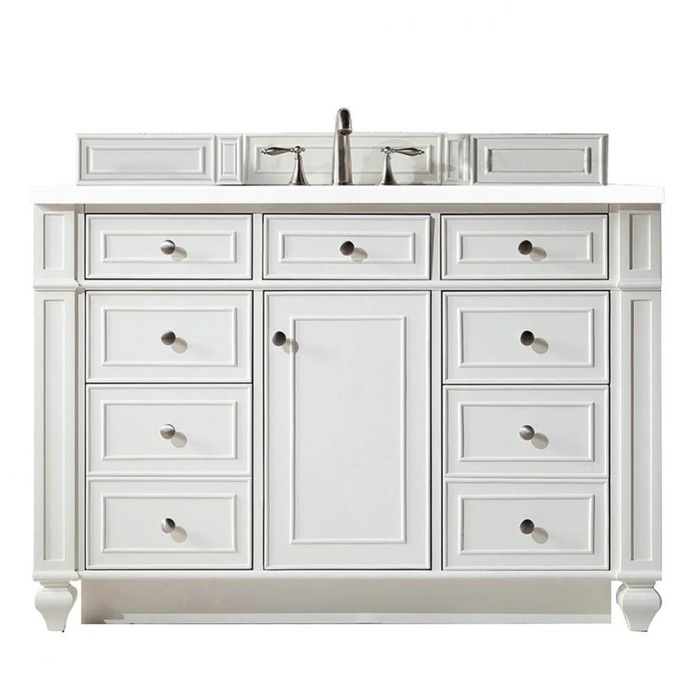 Bristol 48&apos;&apos; Single Vanity, Bright White, w/ 3 CM Classic White Quartz Top