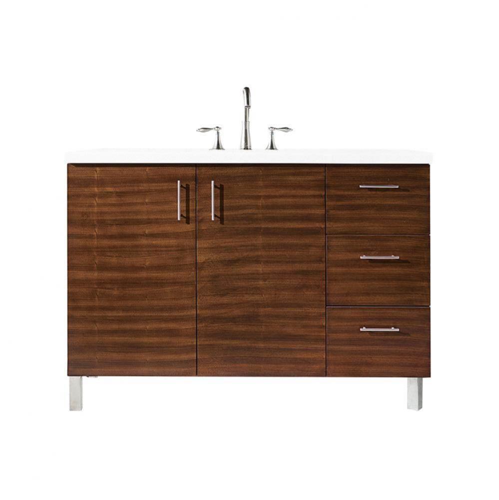 Metropolitan 48&apos;&apos; Single Vanity, American Walnut, w/ 3 CM Classic White Quartz Top