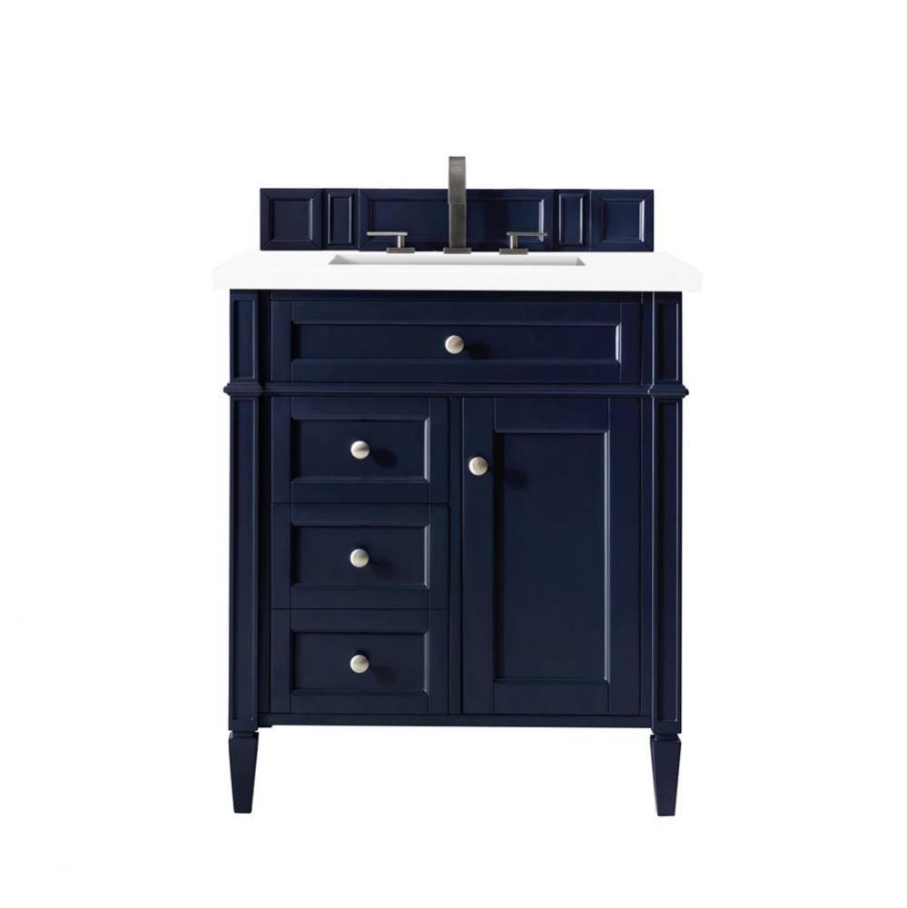 Brittany 30&apos;&apos; Single Vanity, Victory Blue w/ 3 CM Classic White Quartz Top