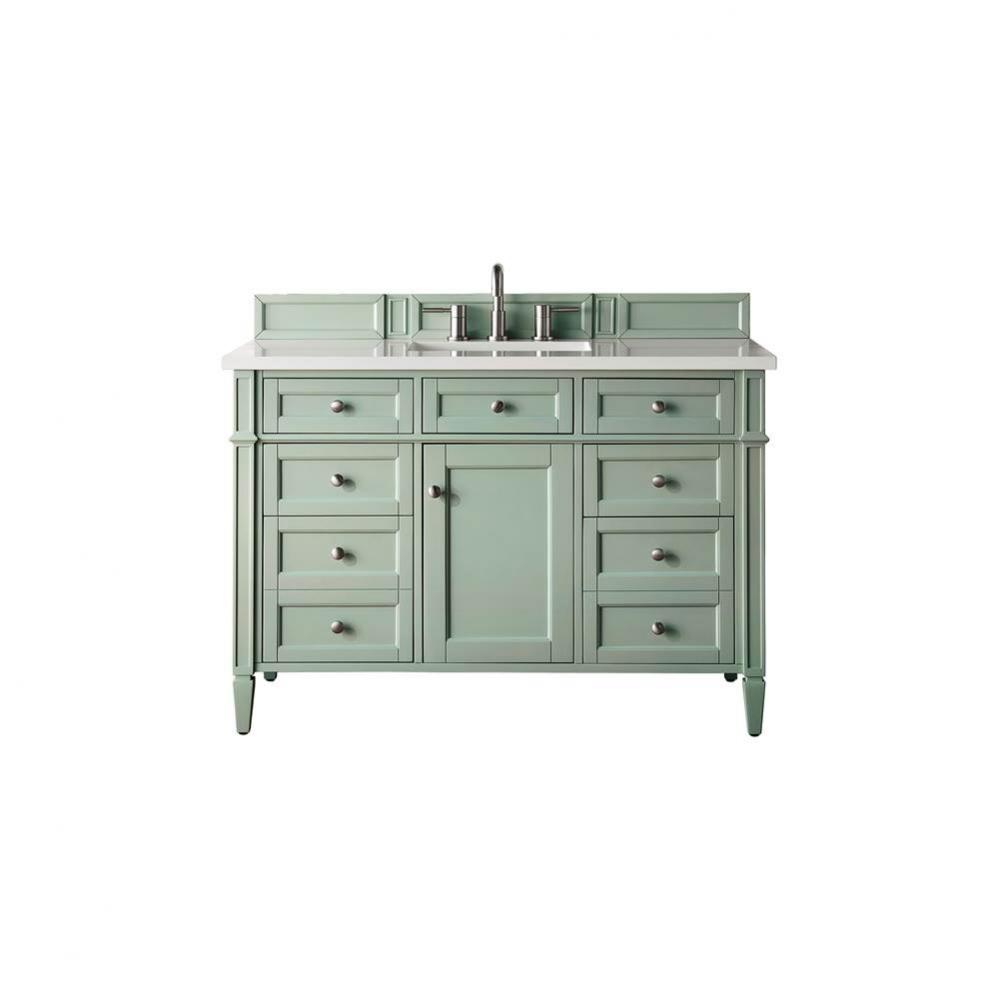 Brittany 48&apos;&apos; Sage Green Single Vanity w/ 3 CM Classic White Quartz Top