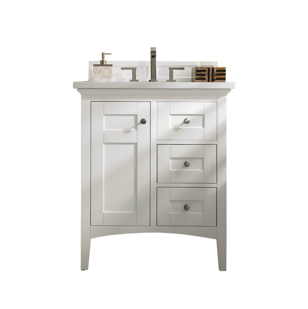 Palisades 30&apos;&apos; Single Vanity, Bright White, w/ 3 CM Classic White Quartz Top