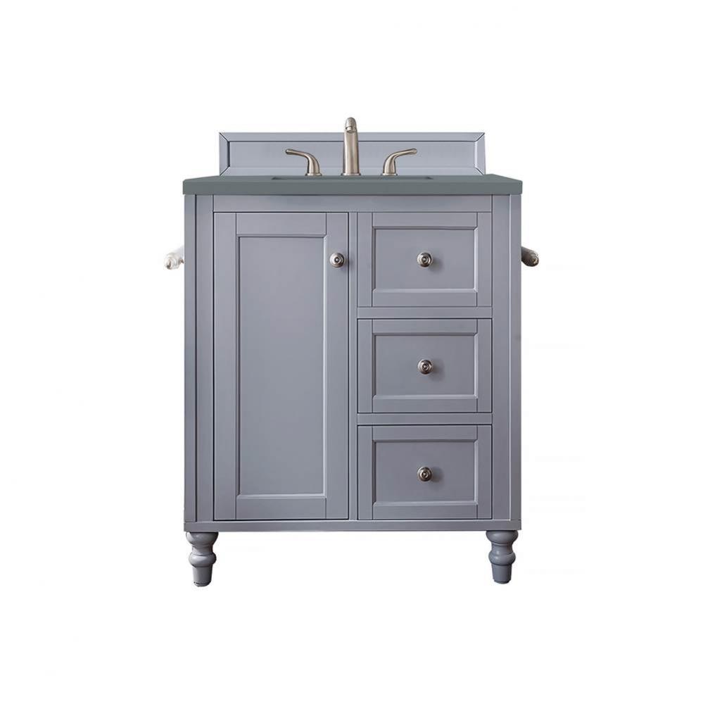 Copper Cove Encore 30&apos;&apos; Single Vanity, Silver Gray w/ 3 CM Cala Blue Quartz Top