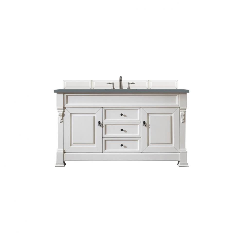 Brookfield 60&apos;&apos; Single Vanity, Bright White w/ 3 CM Cala Blue Quartz Top