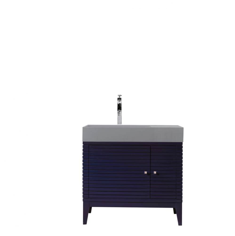 Linear 36&apos;&apos; Single Vanity, Victory Blue w/ Dusk Grey Glossy Composite Top