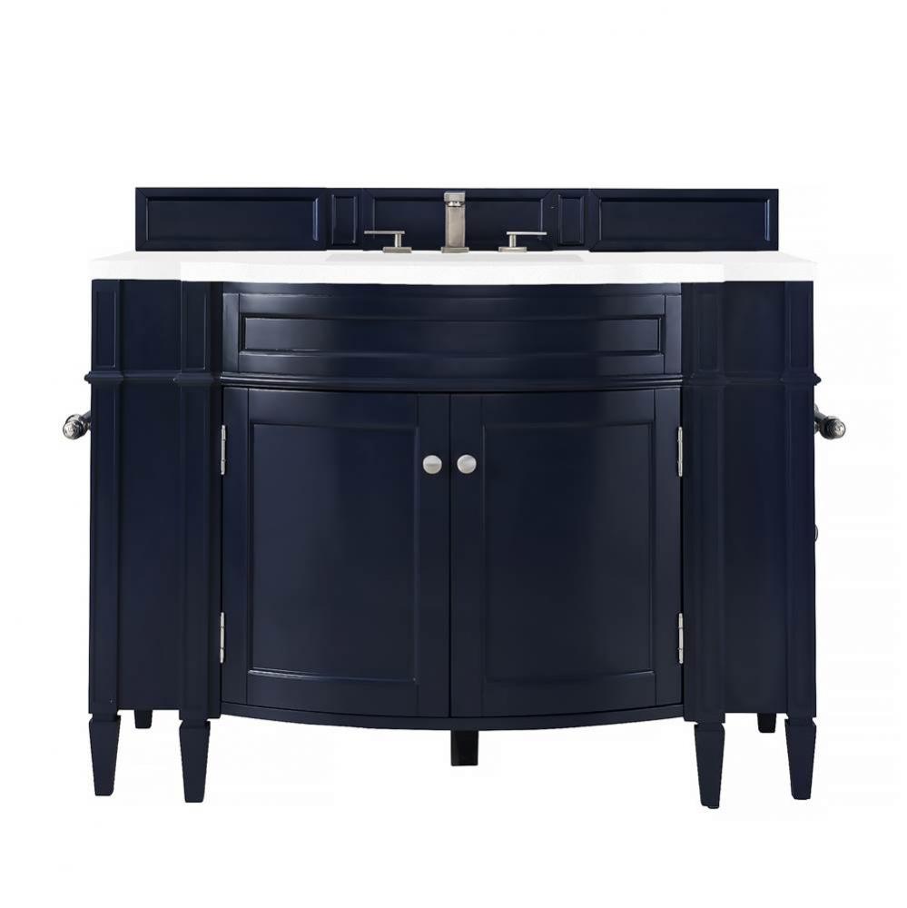 Brittany 46&apos;&apos; Single Vanity, Victory Blue w/ 3 CM Classic White Quartz Top