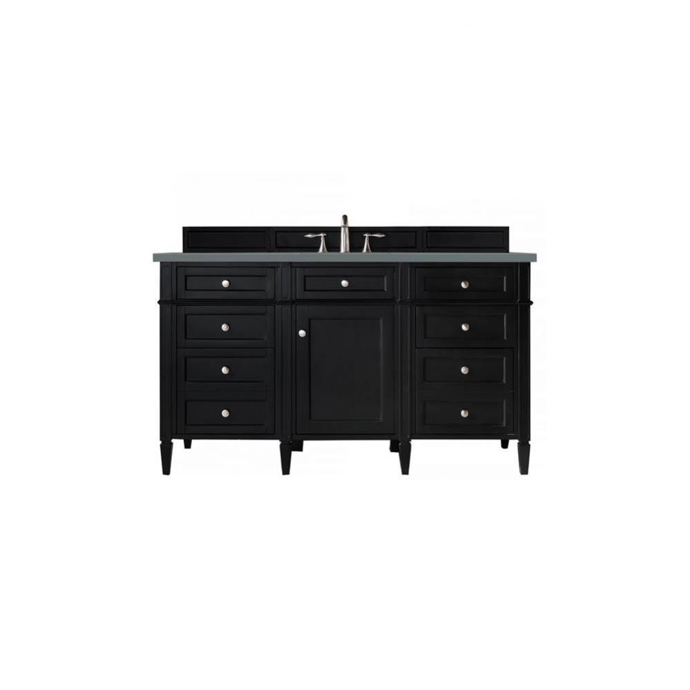 Brittany 60&apos;&apos; Single Vanity, Black Onyx, w/ 3 CM Cala Blue Quartz Top