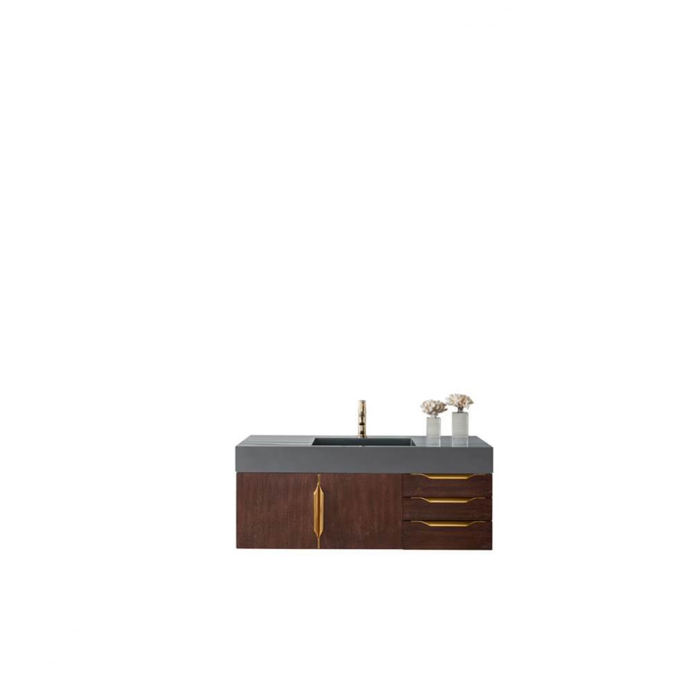 Mercer Island 48&apos;&apos; Single Vanity, Coffee Oak, Radiant Gold w/ Dusk Grey Glossy Composite