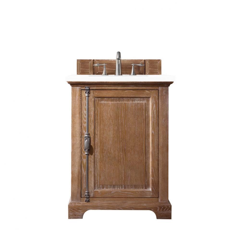 Providence 26&apos;&apos; Single Vanity Cabinet, Driftwood, w/ 3 CM Classic White Quartz Top