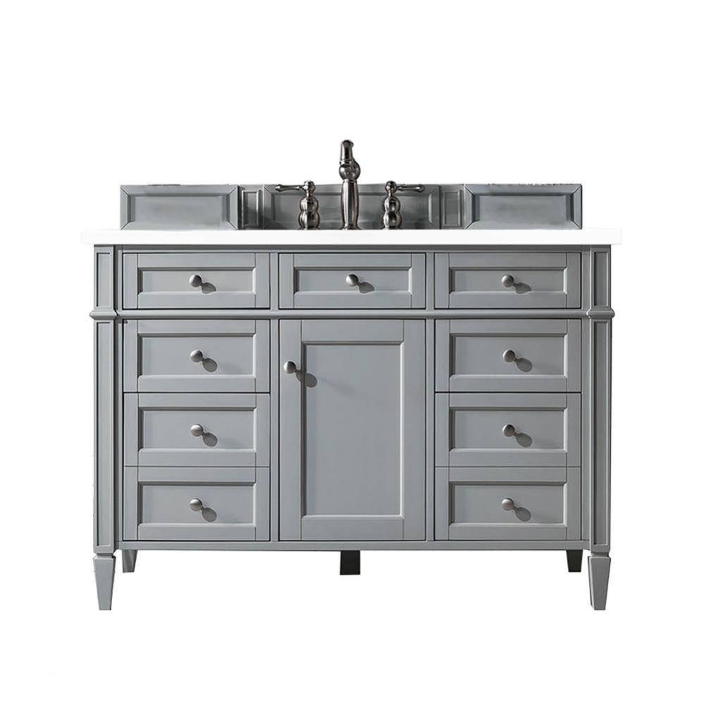 Brittany 48&apos;&apos; Urban Gray Single Vanity w/ 3 CM Classic White Quartz Top