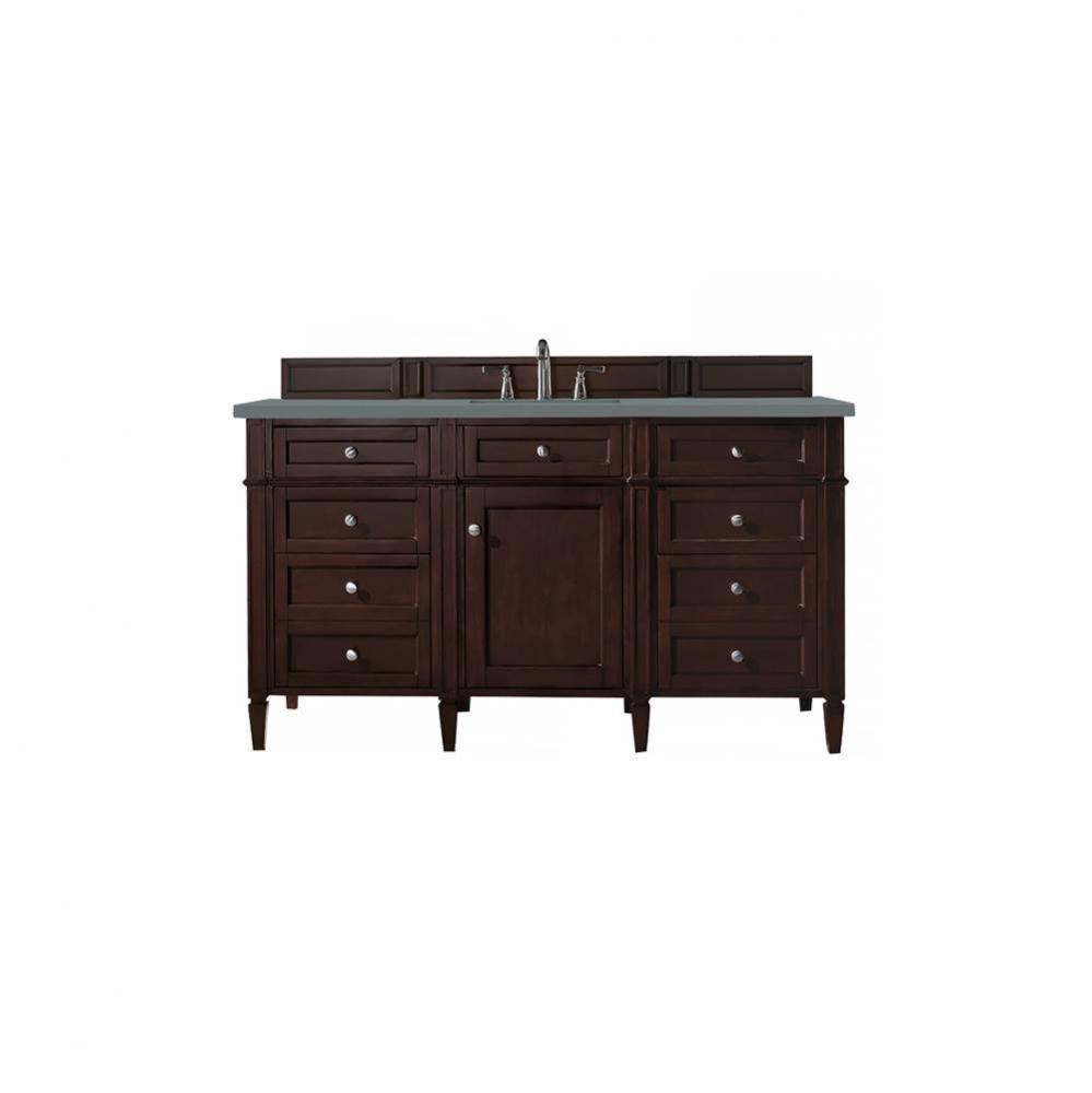 Brittany 60&apos;&apos; Burnished Mahogany Single Vanity w/ 3 CM Cala Blue Quartz Top