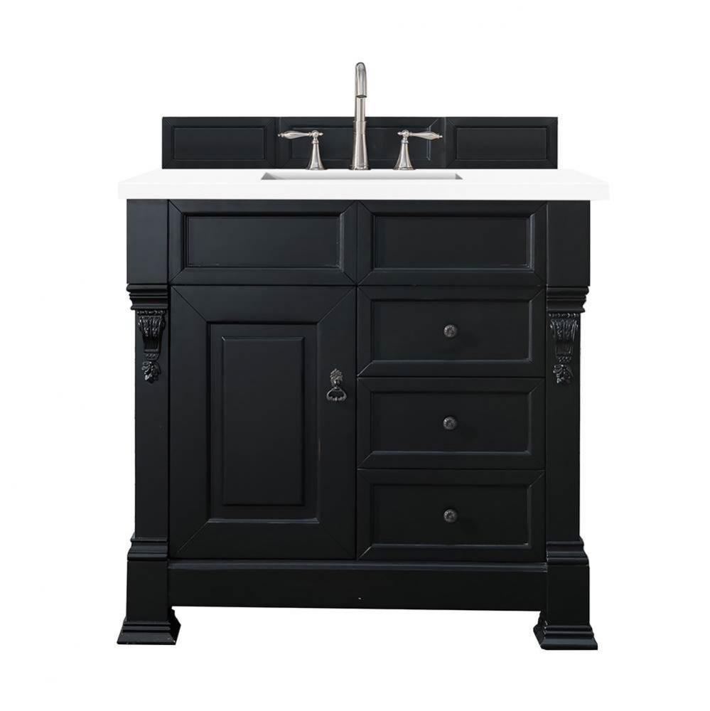 Brookfield 36&apos;&apos; Single Vanity, Antique Black w/ 3 CM Classic White Quartz Top