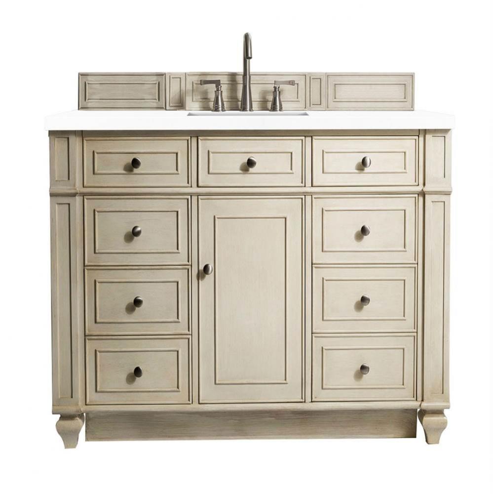 Bristol 48&apos;&apos; Single Vanity, Vintage Vanilla, w/ 3 CM Classic White Quartz Top