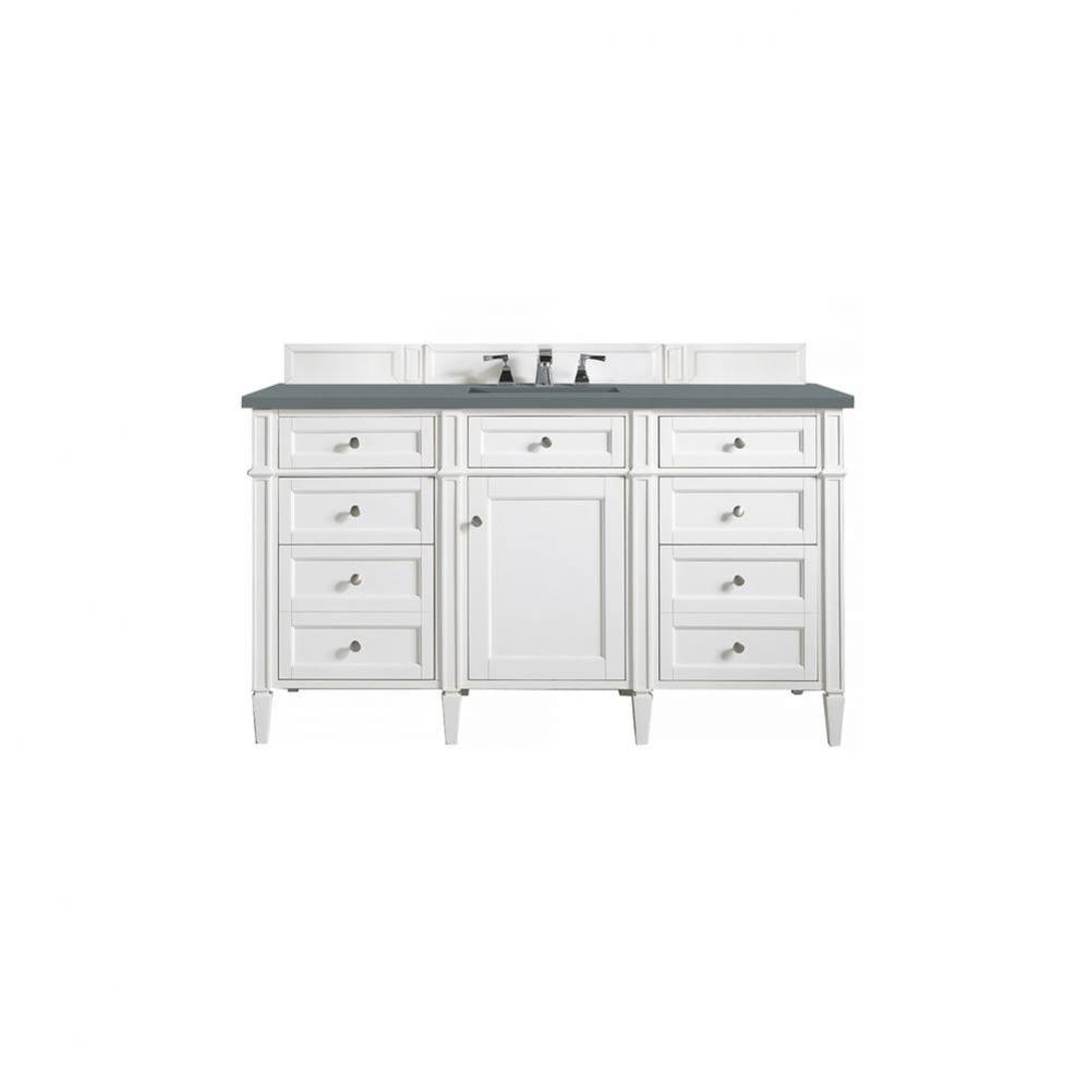 Brittany 60&apos;&apos; Bright White Single Vanity w/ 3 CM Cala Blue Quartz Top