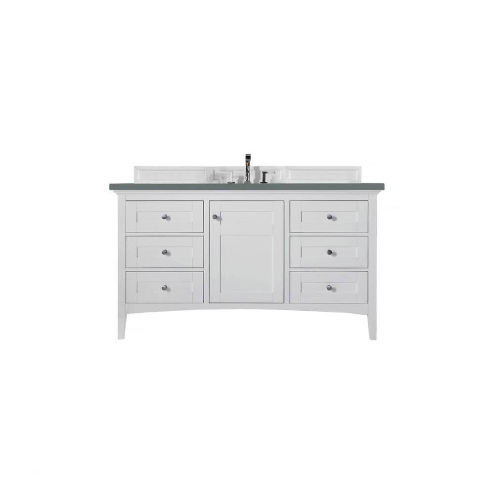 Palisades 60&apos;&apos; Single Vanity, Bright White, w/ 3 CM Cala Blue Quartz Top