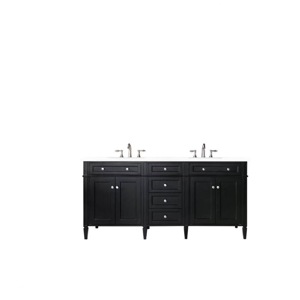 Brittany 72&apos;&apos; Black Onyx Double Vanity w/ 3 CM Classic White Quartz Top