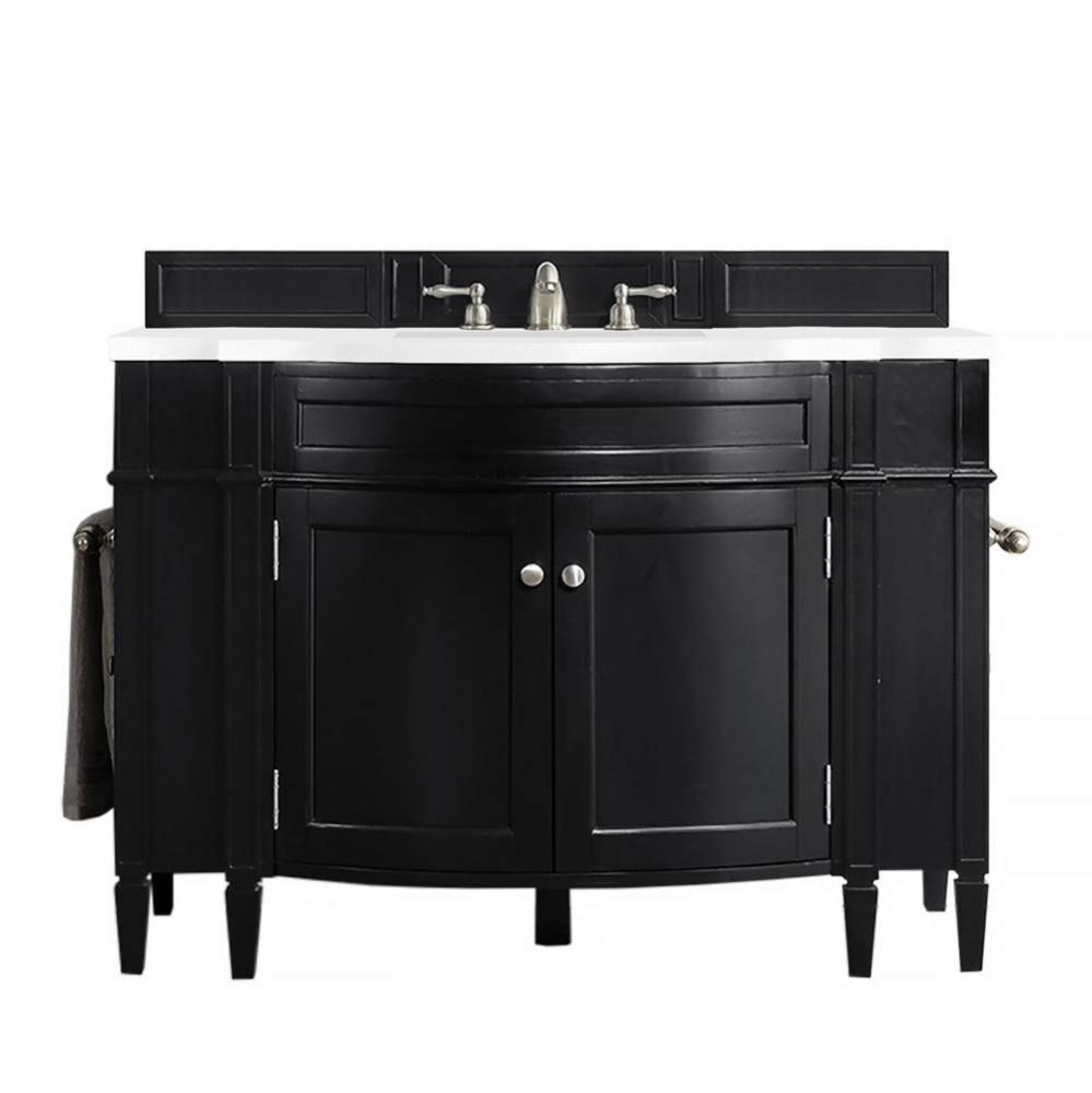 Brittany 46&apos;&apos; Single Vanity, Black Onyx w/ 3 CM Classic White Quartz Top