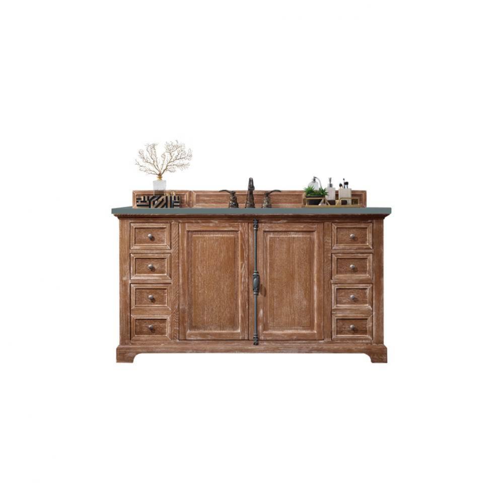 Providence 60&apos;&apos; Single Vanity Cabinet, Driftwood, w/ 3 CM Cala Blue Quartz Top