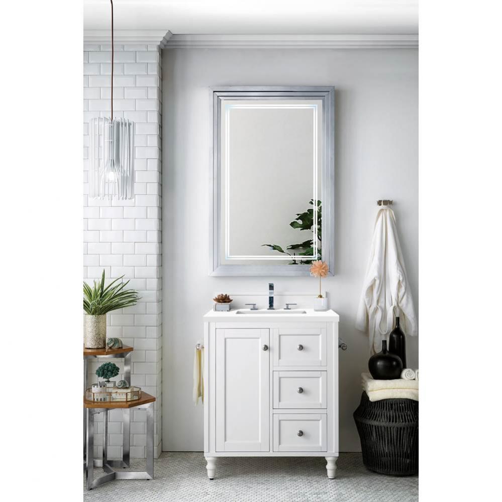 Copper Cove Encore 30&apos;&apos; Single Vanity, Bright White w/ 3 CM Classic White Quartz Top