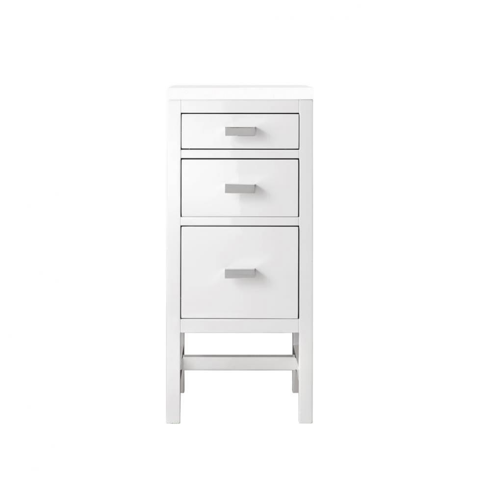 Addison 15&apos;&apos;  Base Cabinet w/ Drawers, Glossy White w/ 3 CM Classic White Quartz Top