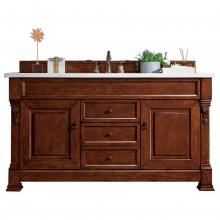 James Martin Vanities 147-114-5381-3WZ - Brookfield 60'' Single Vanity, Warm Cherry w/ 3 CM White Zeus Quartz Top