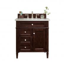 James Martin Vanities 650-V30-BNM-3CLW - Brittany 30'' Single Vanity, Burnished Mahogany, w/ 3 CM Classic White Quartz Top