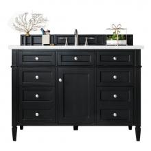 James Martin Vanities 650-V48-BKO-3CLW - Brittany 48'' Black Onyx Single Vanity w/ 3 CM Classic White Quartz Top