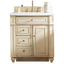 James Martin Vanities 157-V30-VV-3WZ - Bristol 30'' Single Vanity, Vintage Vanilla, w/ 3 CM White Zeus Quartz Top