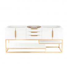 James Martin Vanities 983-V72D-GW-RG - Columbia 72'' Double Vanity Cabinet, Glossy White, Radiant Gold