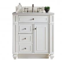 James Martin Vanities 157-V30-BW-3WZ - Bristol 30'' Single Vanity, Bright White, w/ 3 CM White Zeus Quartz Top