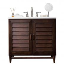 James Martin Vanities 620-V36-BNM-3WZ - Portland 36'' Single Vanity, Burnished Mahogany, w/ 3 CM White Zeus Quartz Top