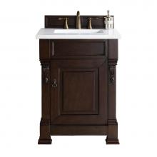 James Martin Vanities 147-114-V26-BNM-3WZ - Brookfield 26'' Single Vanity, Burnished Mahogany w/ 3 CM White Zeus Quartz Top