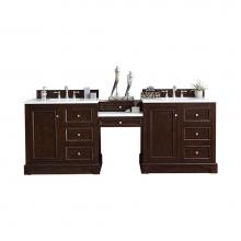 James Martin Vanities 825-V94-BNM-DU-WZ - De Soto 94'' Double Vanity Set, Burnished Mahogany w/ 3 CM White Zeus Quartz Top