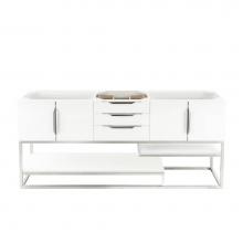 James Martin Vanities 983-V72D-GW-BN - Columbia 72'' Double Vanity Cabinet, Glossy White, Brushed Nickel