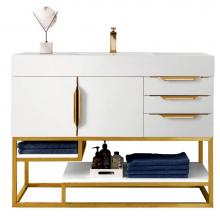 James Martin Vanities 983-V48-GW-RG - Columbia 48'' Single Vanity Cabinet, Glossy White, Radiant Gold