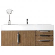 James Martin Vanities 983-V48-W-LO-N-GW - Columbia 48'' Single Wall Mount Vanity, Latte Oak, Brushed Nickel w/ Glossy White Compos