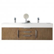 James Martin Vanities 983-V59D-W-LO-N-GW - Columbia 59'' Double Wall Mount Vanity, Latte Oak, Brushed Nickel w/ Glossy White Compos