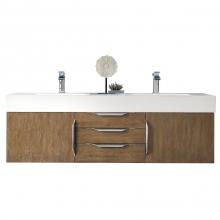 James Martin Vanities 389-V59D-LTO-A-GW - Mercer Island 59'' Double Vanity, Latte Oak w/ Glossy White Composite Top