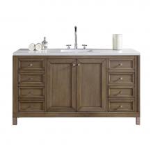 James Martin Vanities 305-V60S-WWW-3WZ - Chicago 60'' Single Vanity, Whitewashed Walnut w/ 3 CM White Zeus Quartz Top