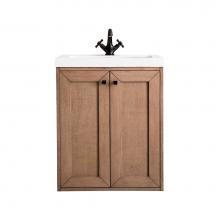 James Martin Vanities E303V24WWWG - Chianti 24'' Single Vanity Cabinet, Whitewashed Walnut w/ White Glossy Composite Counter