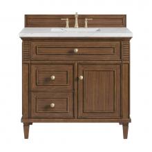 James Martin Vanities 424-V36-WLT-3ENC - Lorelai 36'' Single Vanity, Mid-Century Walnut w/ 3 CM Ethereal Noctis Quartz Top