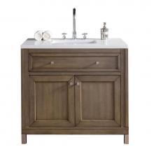 James Martin Vanities 305-V36-WWW-3WZ - Chicago 36'' Single Vanity, Whitewashed Walnut w/ 3 CM White Zeus Quartz Top