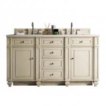 James Martin Vanities 157-V60D-VV-3WZ - Bristol 60'' Double Vanity, Vintage Vanilla, w/ 3 CM White Zeus Quartz Top