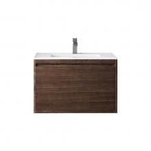 James Martin Vanities 805-V31.5-WLT-GW - Mantova 31.5'' Single Vanity, Mid-Century Walnut w/ Glossy White Composite Stone Top