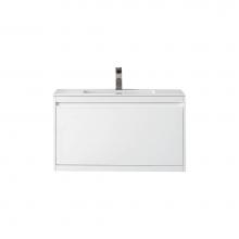 James Martin Vanities 805-V35.4-GW-GW - Mantova 35.4'' Single Vanity, Glossy White w/ Glossy White Composite Stone Top