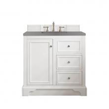 James Martin Vanities 825-V36-BW-3GEX - De Soto 36'' Single Vanity, Bright White w/ 3 CM Grey Expo Quartz Top